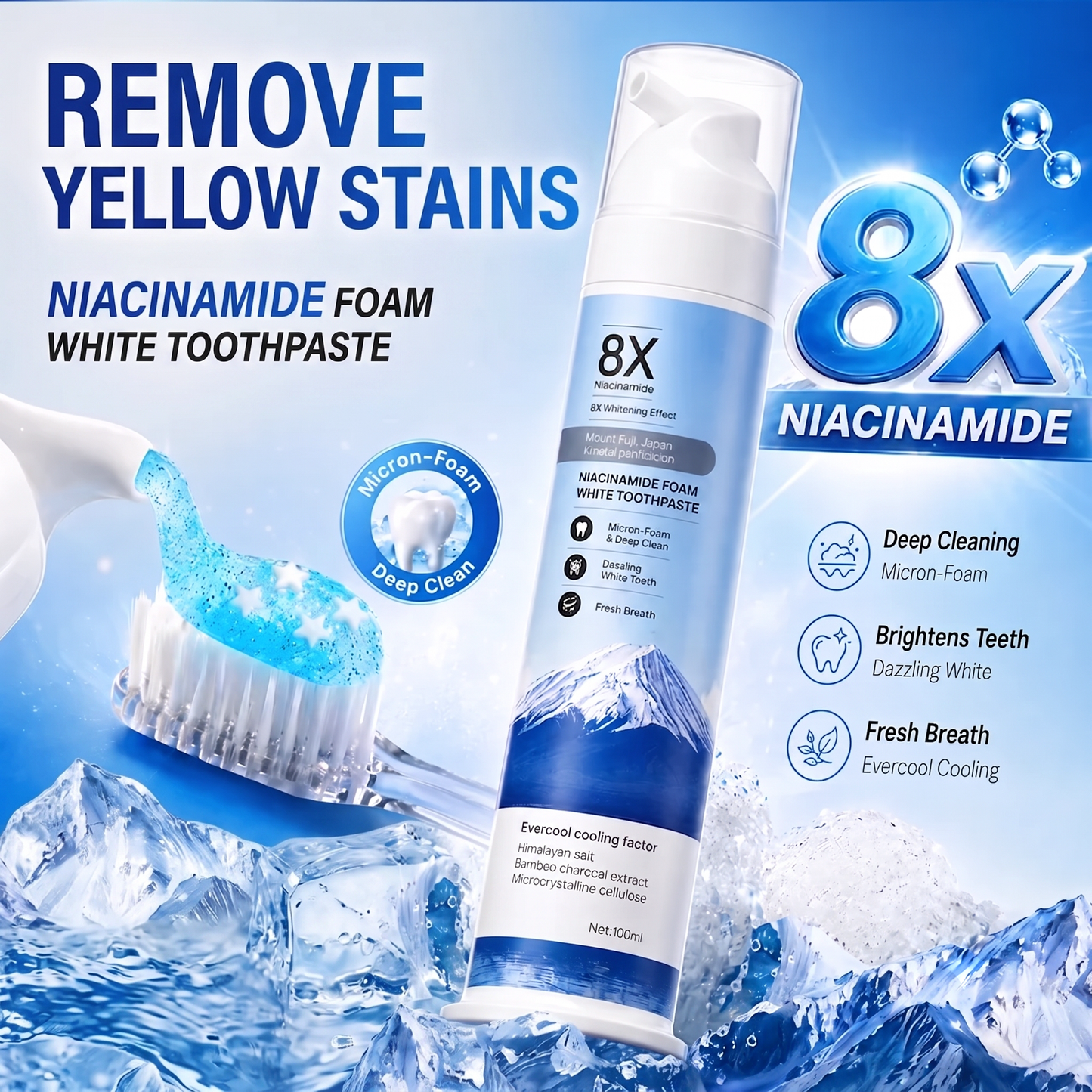 Niacinamide Foaming Toothpaste 8X